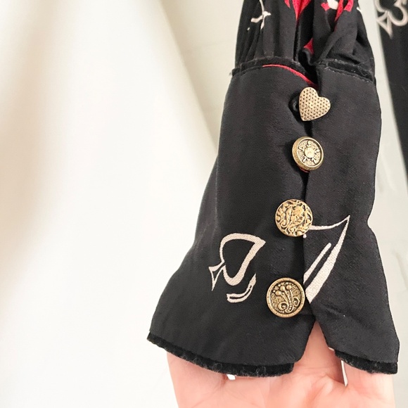 Zara Maxi dress goth Flowy Tie front Hearts Whimsical Novelty print XS Oversized - Picture 11 of 16